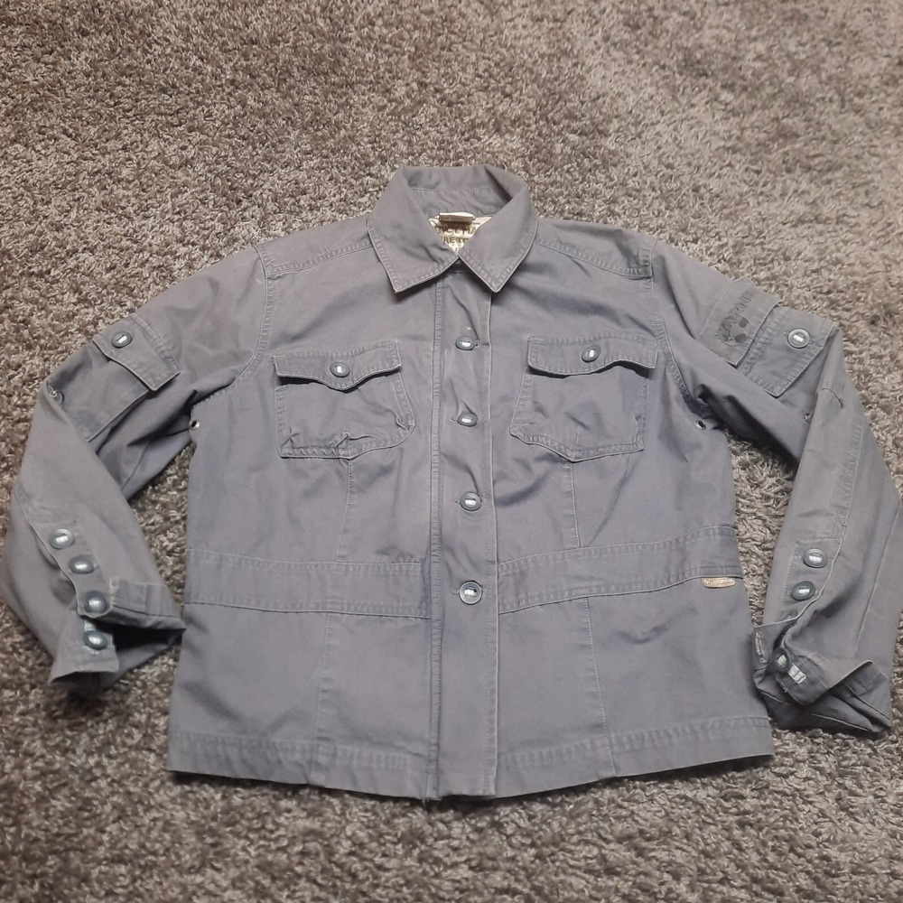 Columbia Shacket Women Large Gray Hiking Button Up Outerwear Collared Vertex